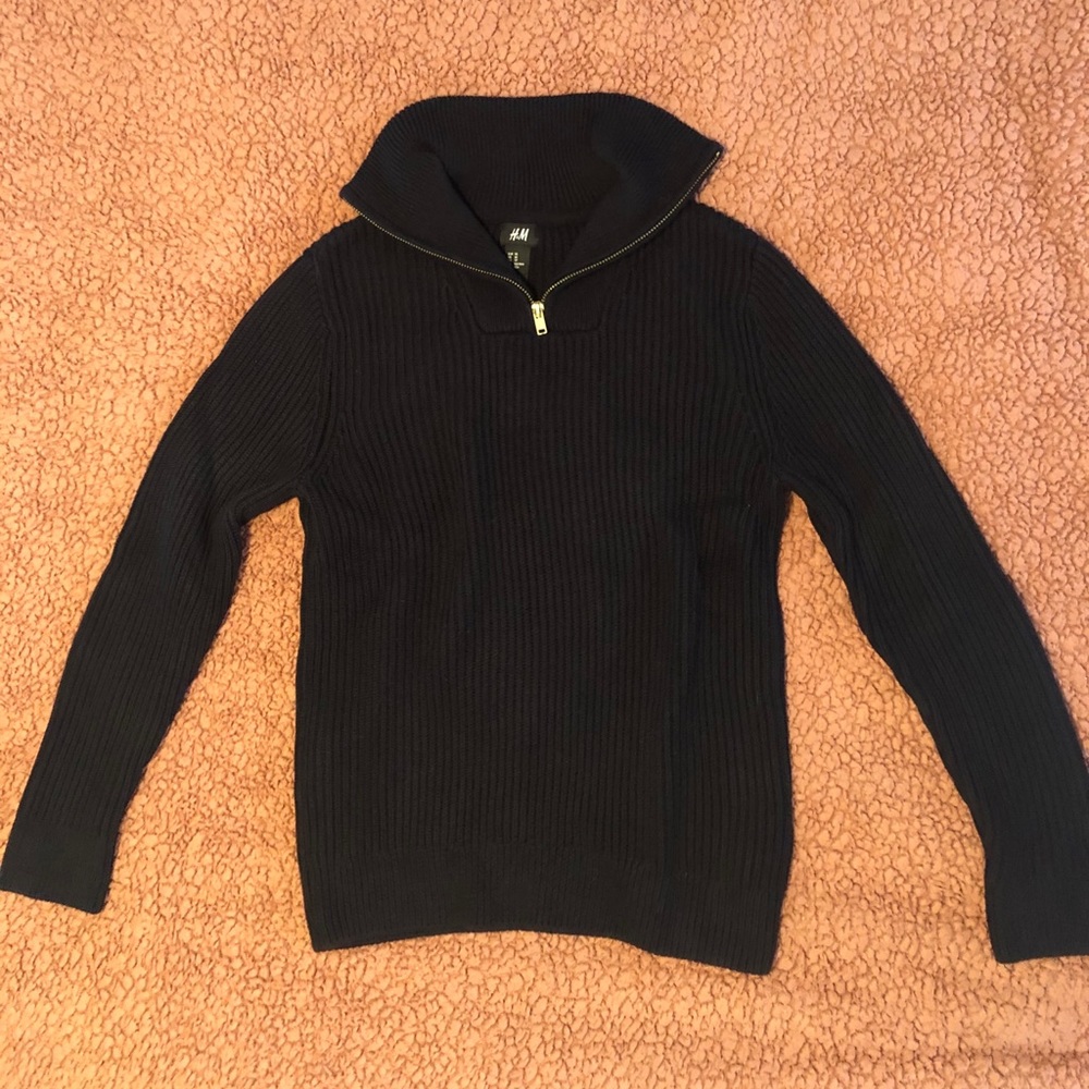 Navy blue quarter-zip sweater